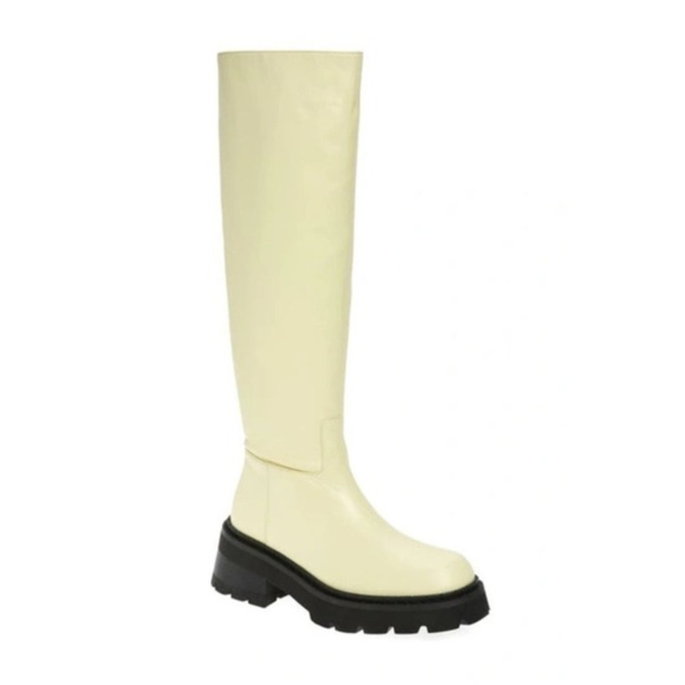 By Far Women's Russell Platform Riding Boot Ivory Leather Size US 10 EU 40